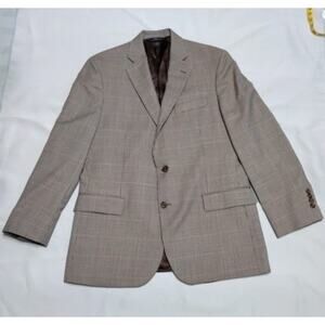 BROOKS BROTHERS 346 Madison fit blazer sport coat plaid 100% wool brown 43R